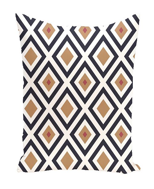 E By Design 16 Inch Navy Blue And Brown Decorative Diamond Print Throw Pillow Reviews Home Macy S