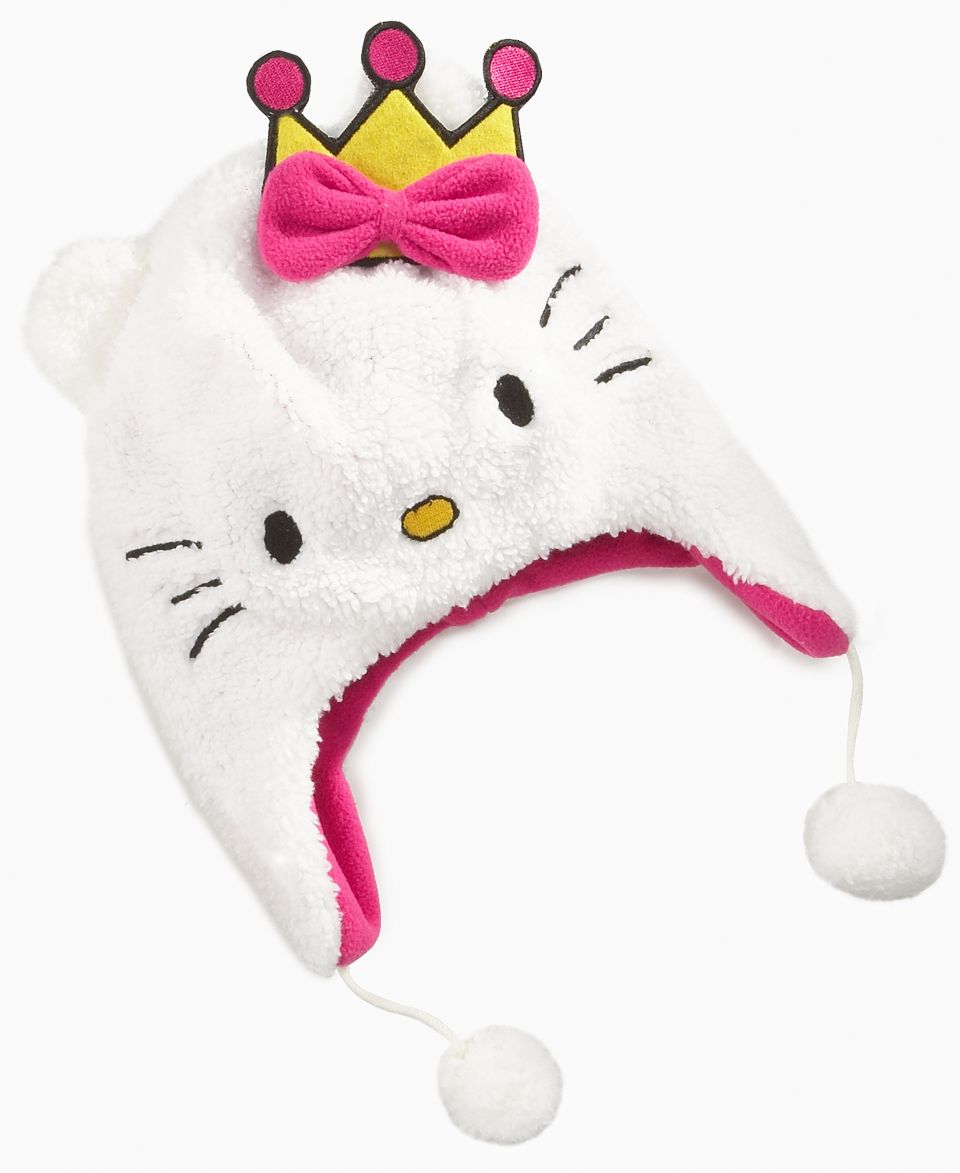 Hello Kitty Kids Hat, Little Girls Pom Pom Hat