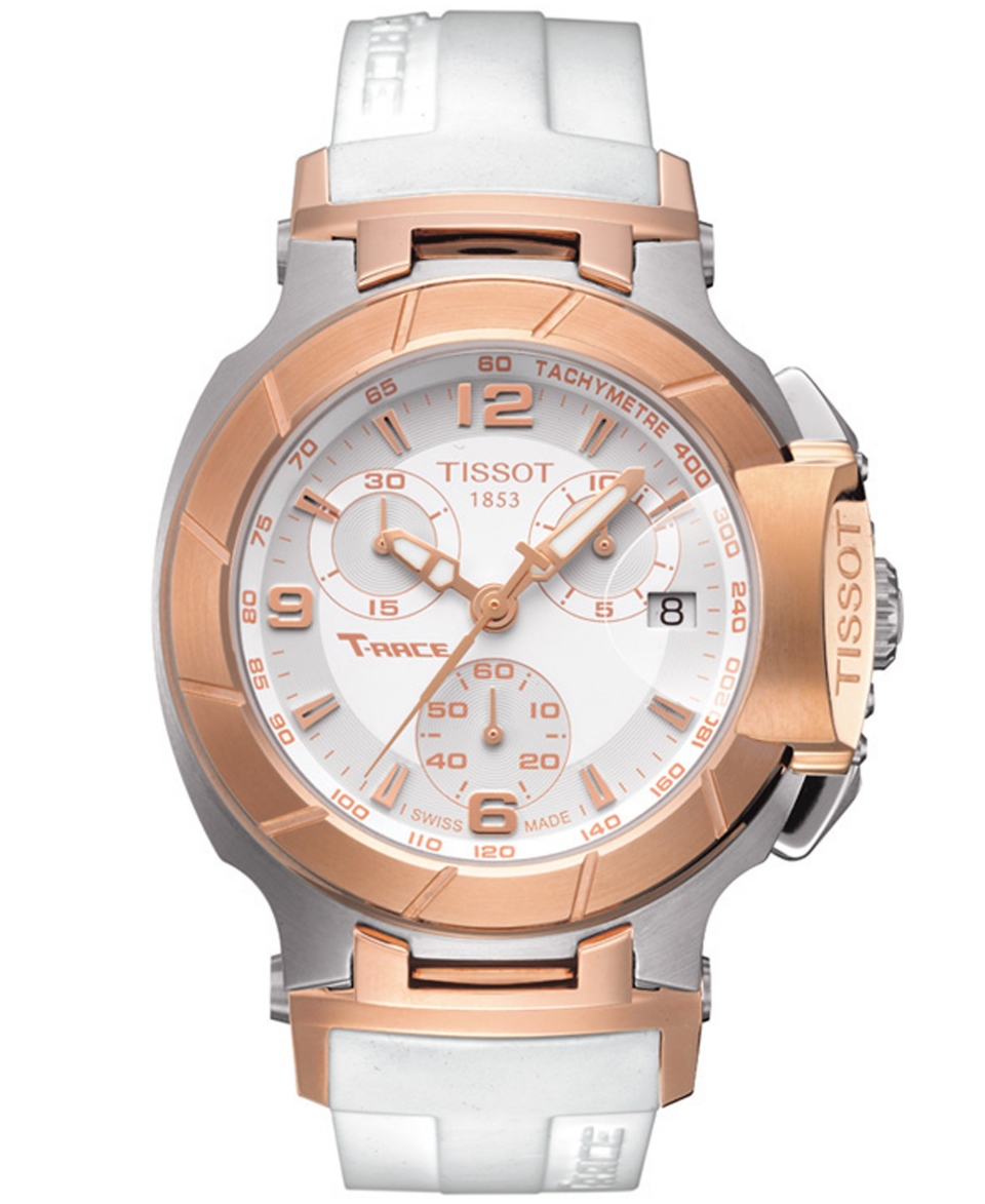 Tissot Watch, Womens Swiss Chronograph T Race White Rubber Strap