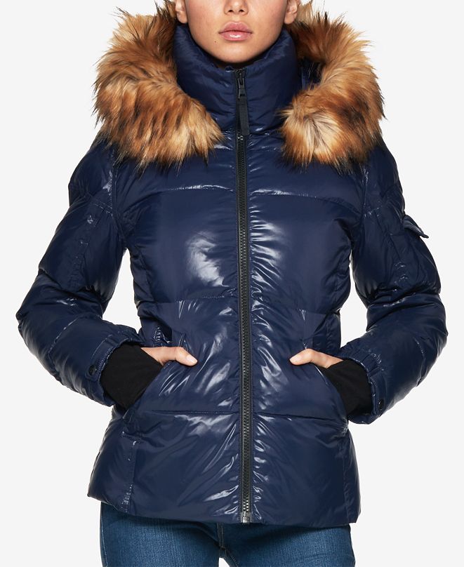 S13 Kylie Faux-Fur-Trim Hooded Down Puffer Coat & Reviews - Coats ...