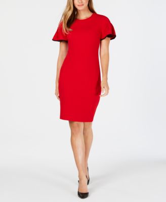 calvin klein flutter sleeve sheath dress