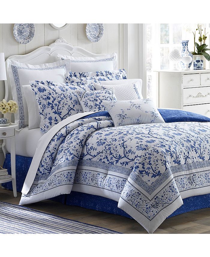 Laura Ashley Queen Charlotte China Blue Comforter Set Reviews Comforters Fashion Bed Bath Macy S The quilt set comes with the shams needed to create a coordinated, polished look in your room. queen charlotte china blue comforter set