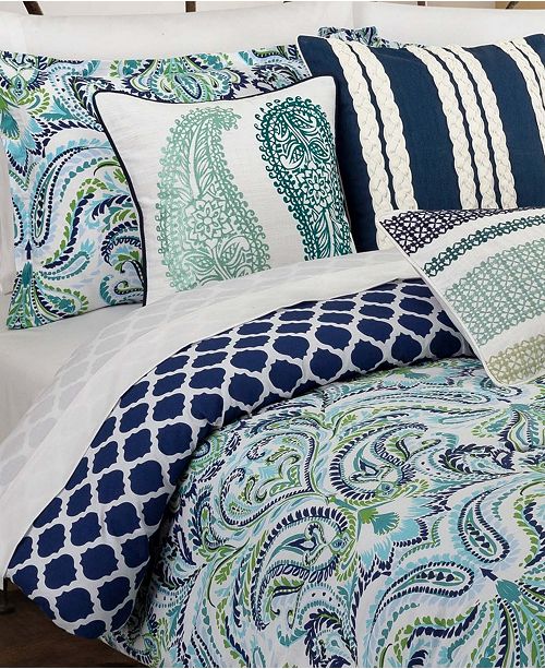 Nouvelle Home Painterly Paisley Blue King Comforter Set Reviews Comforters Bed Bath Macy S
