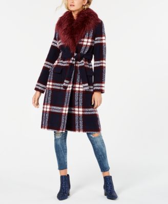 plaid fur jacket