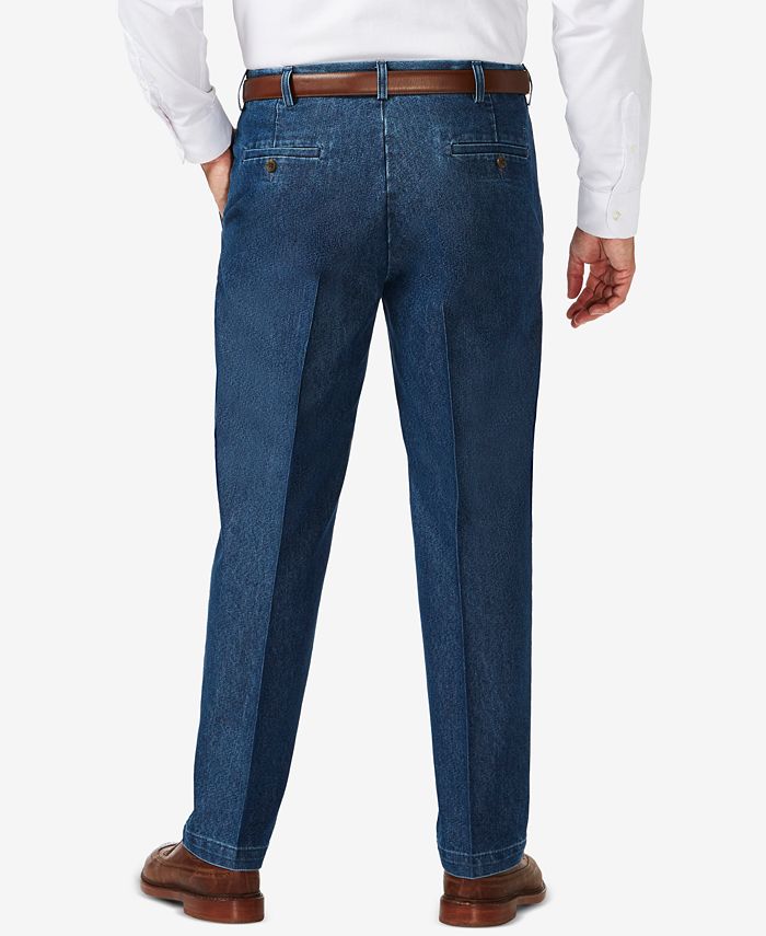 Haggar Men's Big & Tall Stretch Denim ClassicFit Flat Front Pants