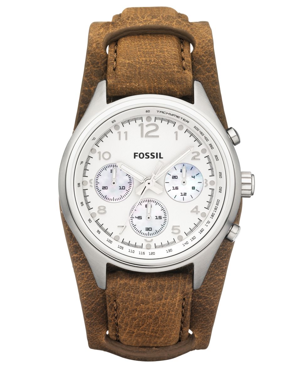 Fossil Watch, Womens Chronograph Flight Tan Leather Strap 38mm CH2795