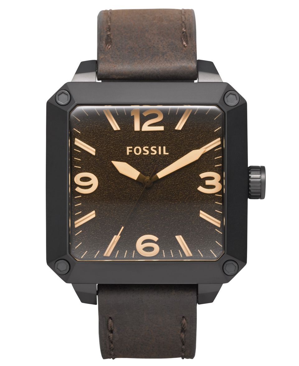 Fossil Watch, Mens Dark Brown Leather Strap 44x44mm JR1337