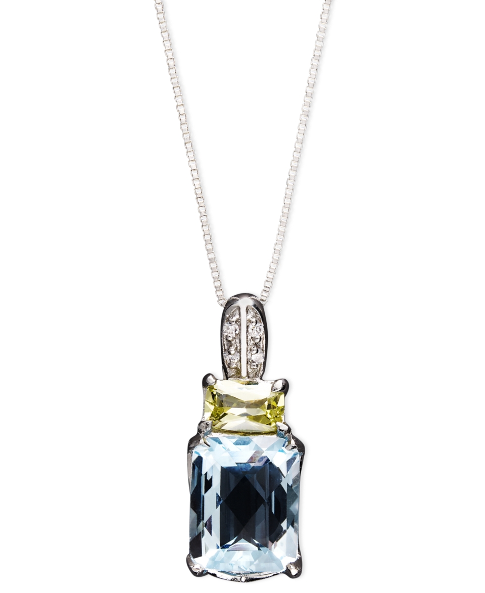 Sterling Silver Necklace, Blue Topaz (5 1/2 ct. t.w.), Peridot (5/8 ct