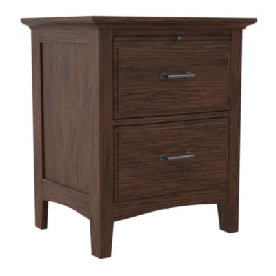 OSP Home Furnitures Современная тумбочка Mission с 2 выдвижными ящиками и подносом коричневого цвета