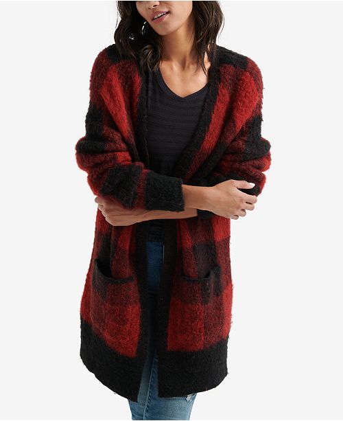 Lucky Brand Patch-Pocket Plaid Cardigan & Reviews - Sweaters - Women -  Macy's