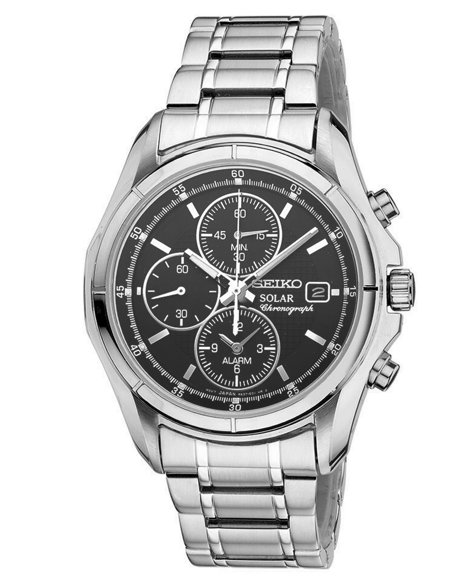 Seiko Watch, Mens Solar Chronograph Stainless Steel Bracelet 39mm SSC001   Watches   Jewelry & Watches