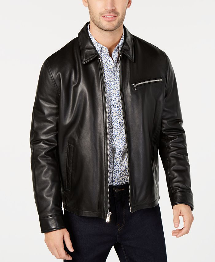 Michael Kors Men's James Dean Leather Jacket, Created for Macy's ...