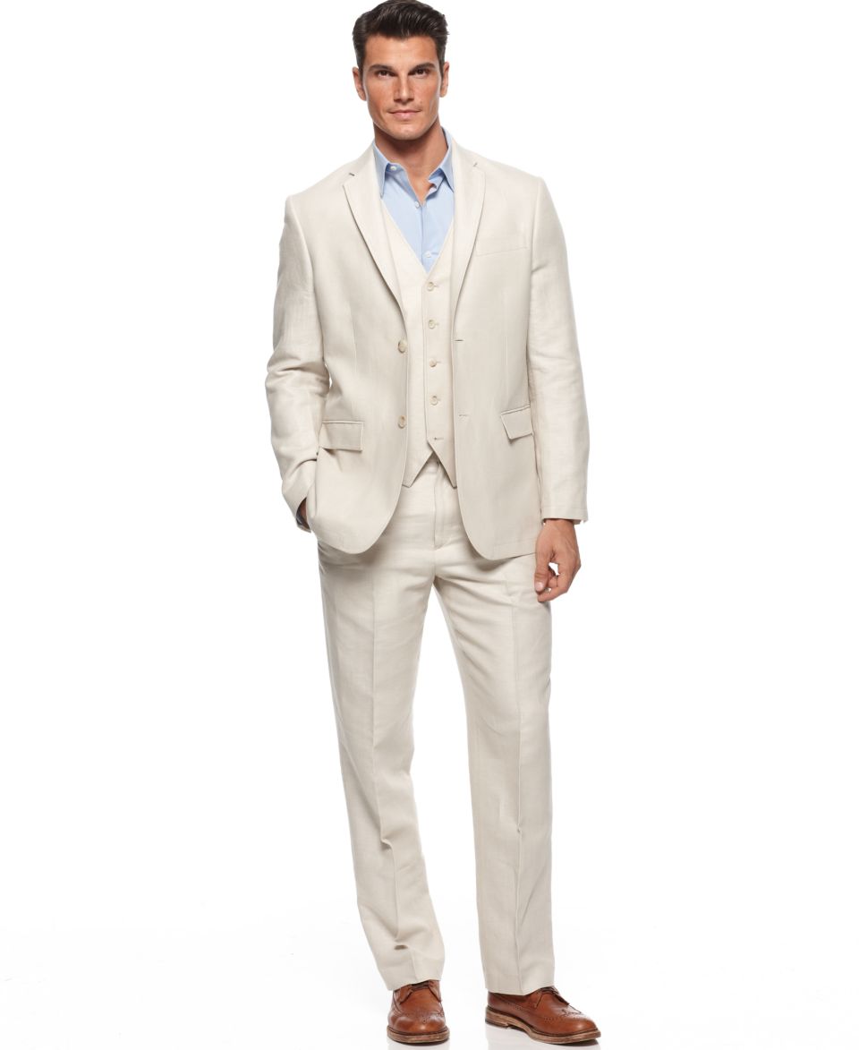 Perry Ellis Pants, Linen Herringbone Pants   Mens Suits & Suit