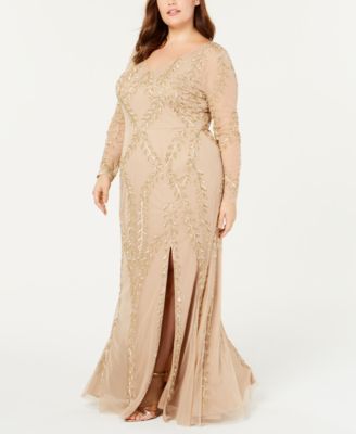 plus size beaded formal gowns
