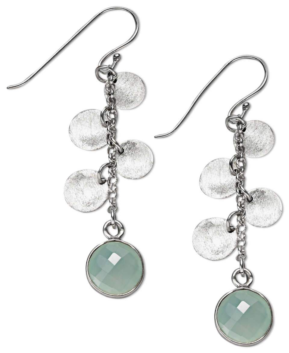 Studio Silver Sterling Silver Earrings, Silver Disc and Chalcedony