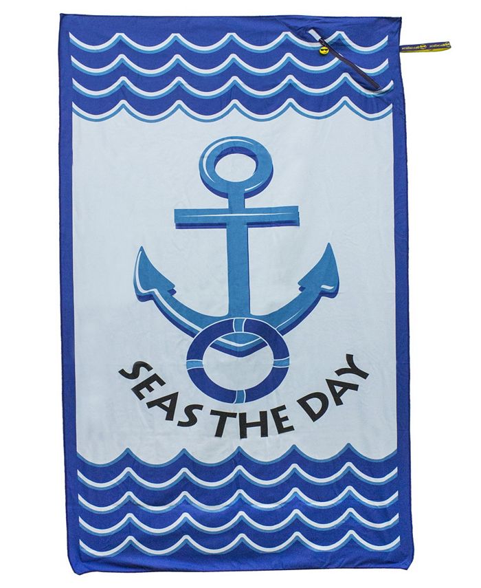 Minxny Premium Beach Towel With Zipper Pocket Super Absorbent Soft Lightweight Compact Eco Friendly Anti Bacterial Travel Accessory Seas The Day Navy By Minxny Reviews Bath Towels Bed Bath