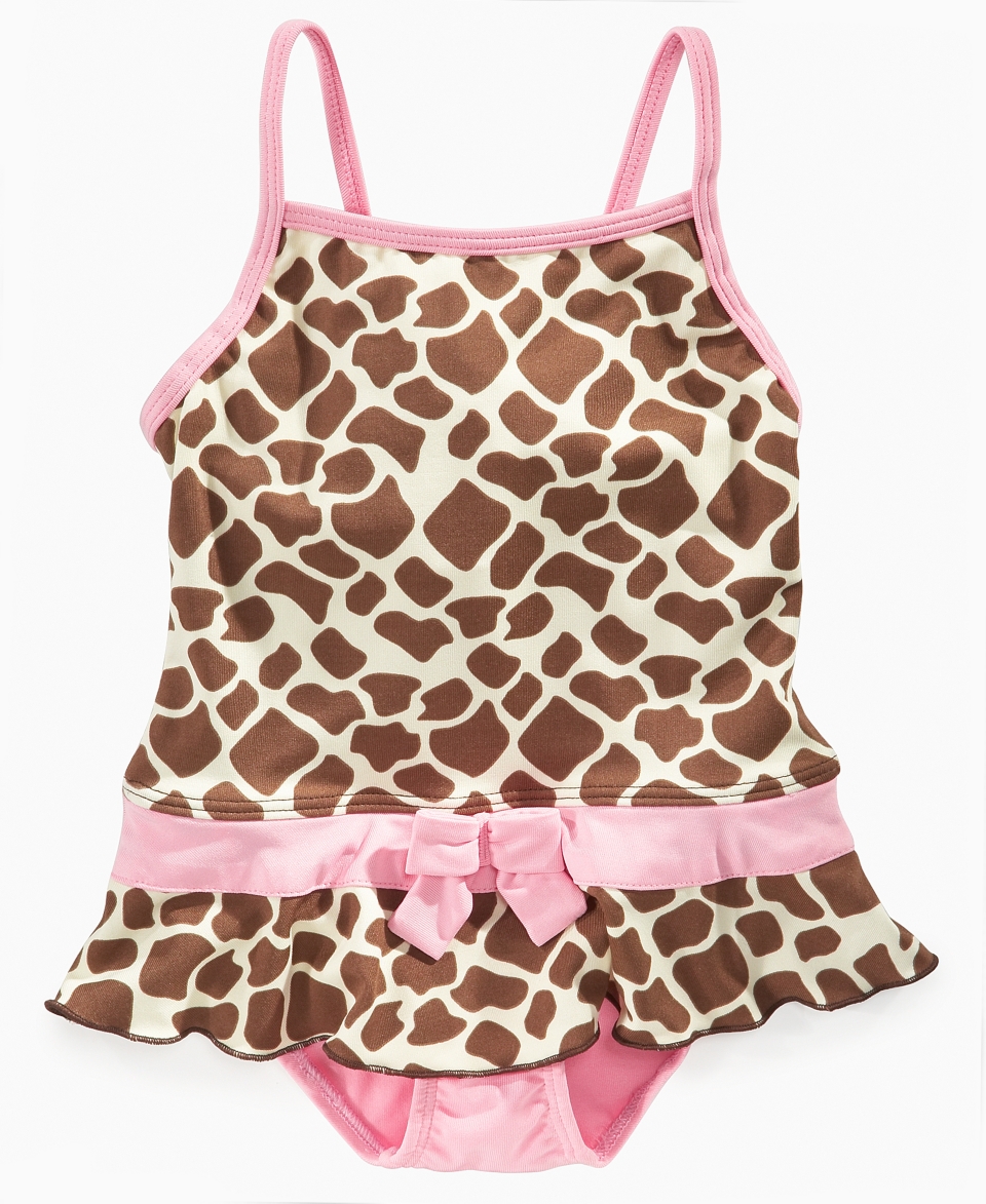 Pink Platinum Baby Swimwear, Baby Girls Animal Print Swimsuit