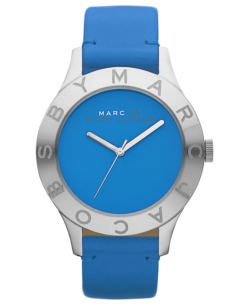   by Marc Jacobs Watch, Womens Royal Blue Leather Strap 26mm MBM1202