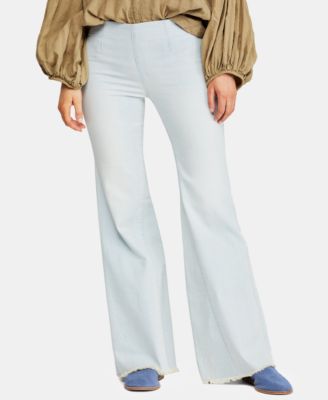 womens wide leg pull on jeans