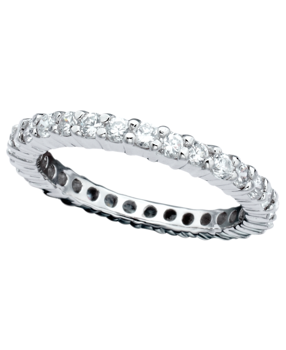 CRISLU Ring, Platinum Over Sterling Silver Cubic Zirconia Eternity