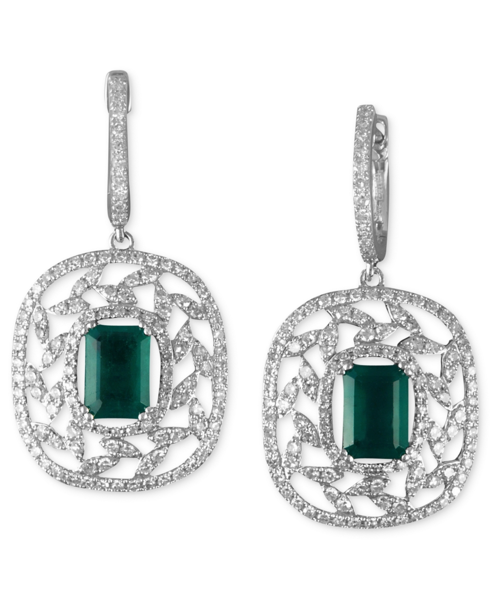 Effy Collection 14k White Gold Earrings, Emerald (1 9/10 ct. t.w.) and