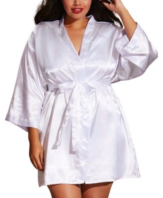 plus size satin chemise and robe set