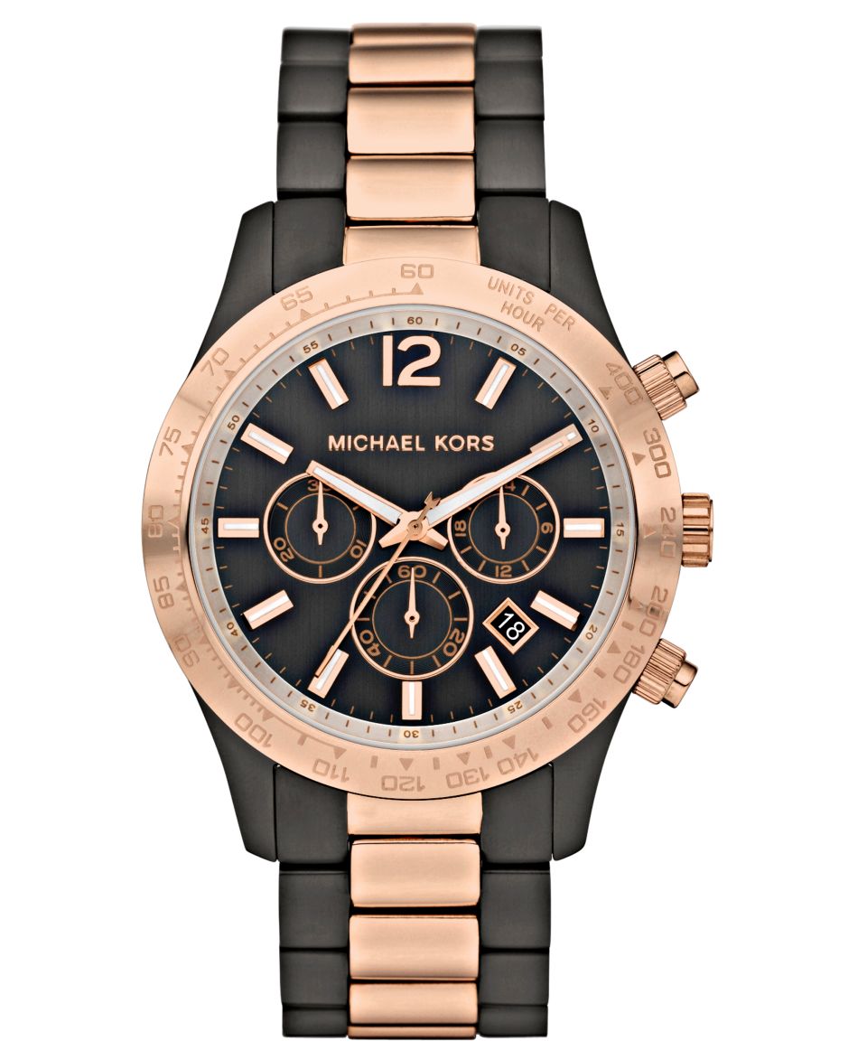 Michael Kors Watch, Mens Chronograph Layton Rose Gold and Gunmetal