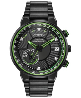 Мужские спутниковые часы Citizen Eco-Drive с GPS-навигатором Wave черного цвета, браслет из нержавеющей стали, 44 мм