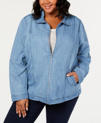 macys plus size denim jacket