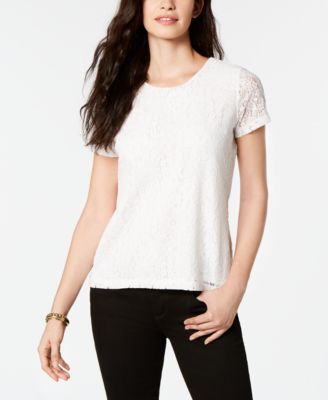 Tommy Hilfiger Short-Sleeve Lace Top 