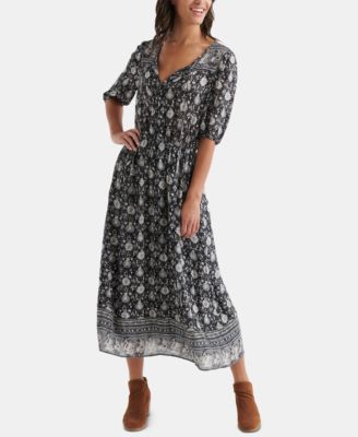 lucky brand printed peasant dress