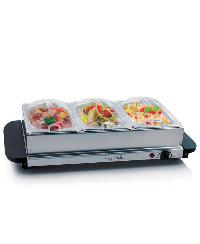 MegaChef Buffet Server, Food Warmer with 3 Removable Sectional Trays