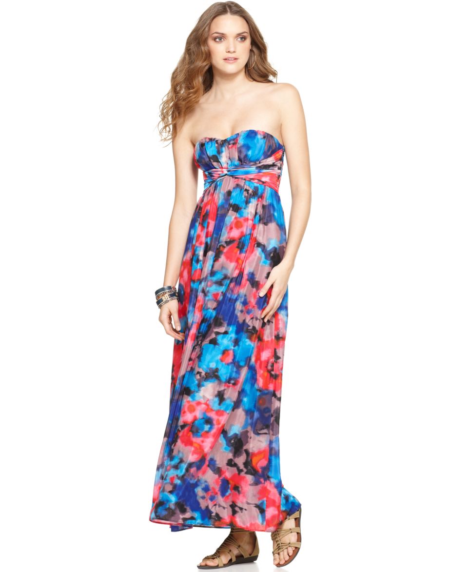 Jessica Simpson Dress, Strapless Tie Dye Floral Printed Maxi