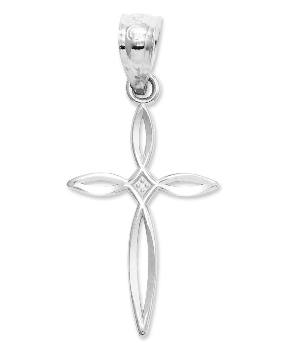 14k White Gold Florentine Cross Pendant   Necklaces   Jewelry