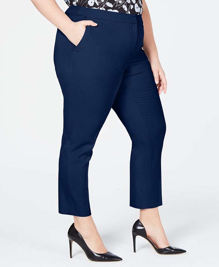 Bar III Trendy Plus Size Slim-Leg Ankle Dress Pants, Created for Macy's ...