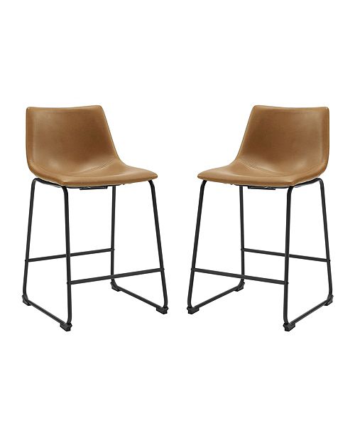 Walker Edison 26 Faux Leather Counter Stool 2 Pack Reviews Furniture Macy S