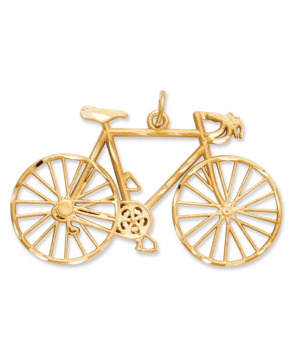 14k Gold Charm, Diamond Cut Bicycle Charm   Jewelry & Watches