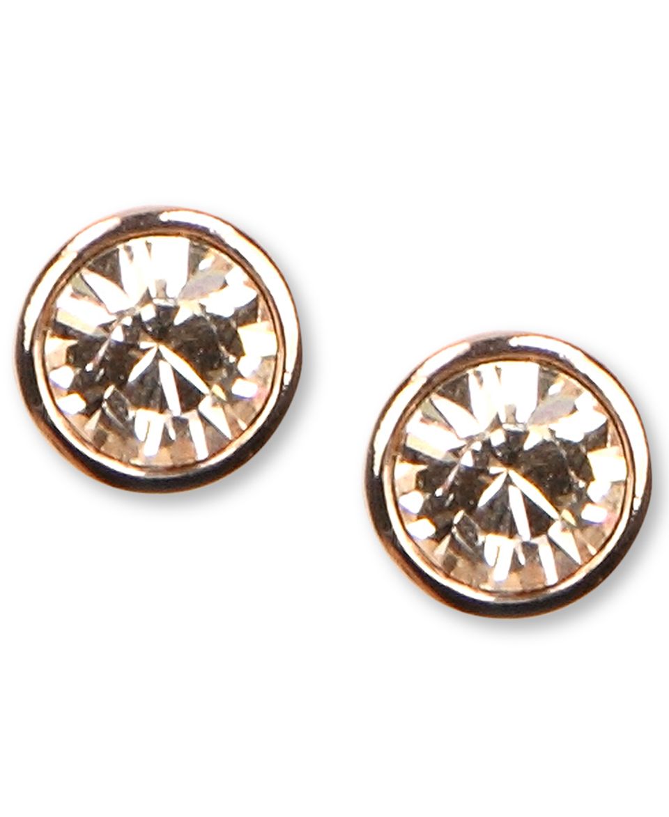 Givenchy Earrings, Brown Gold Tone Glass Button Stud Earrings