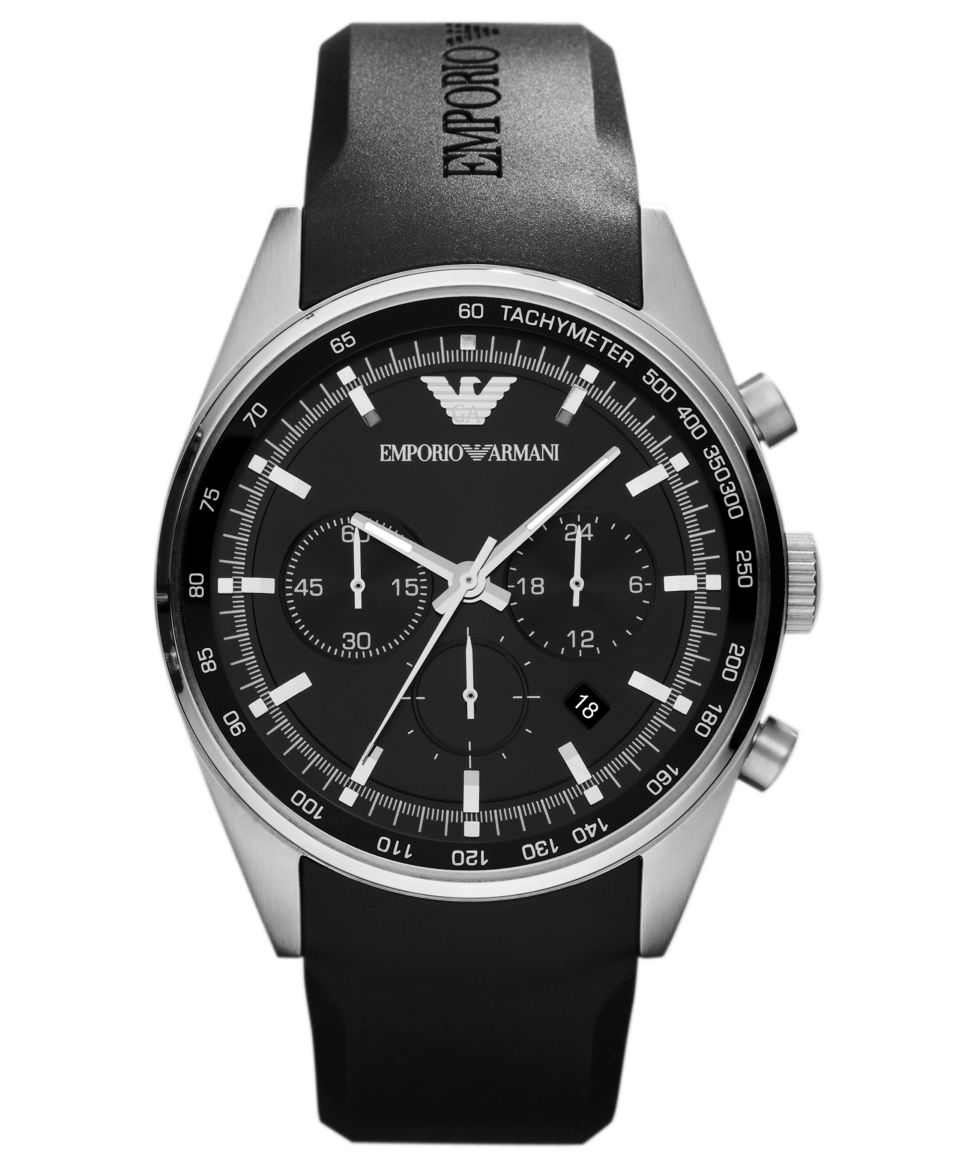 Emporio Armani Watch, Mens Chronograph Black Rubber Strap 43mm AR5977