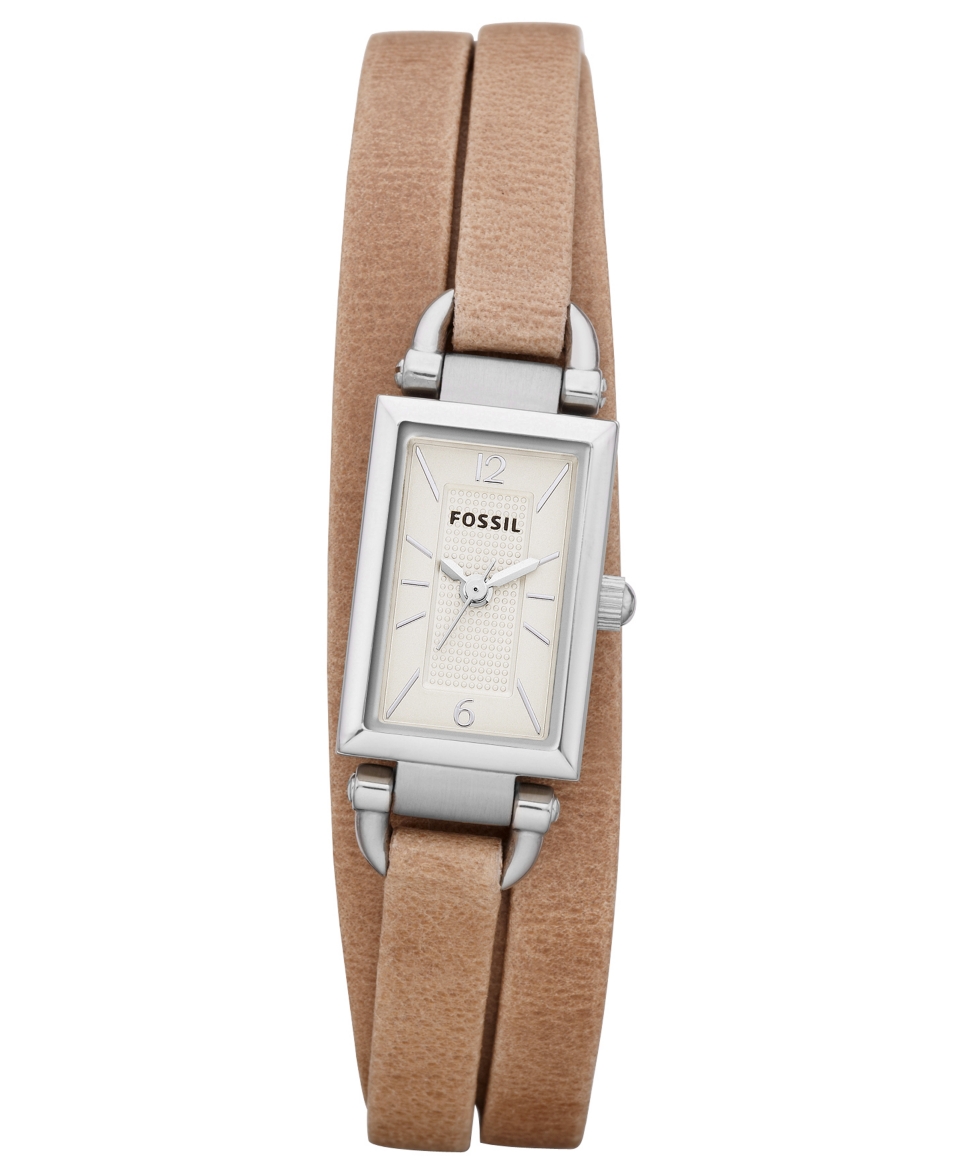 Fossil Watch, Womens Delany Sand Leather Triple Wrap Strap 23x16mm