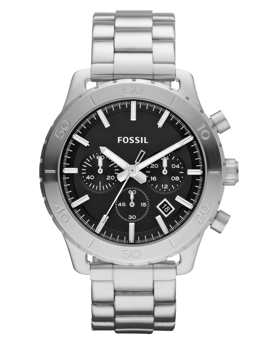 Fossil Watch, Mens Chronograph Keaton Stainless Steel Bracelet 43mm