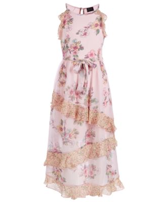 macys pink long dress