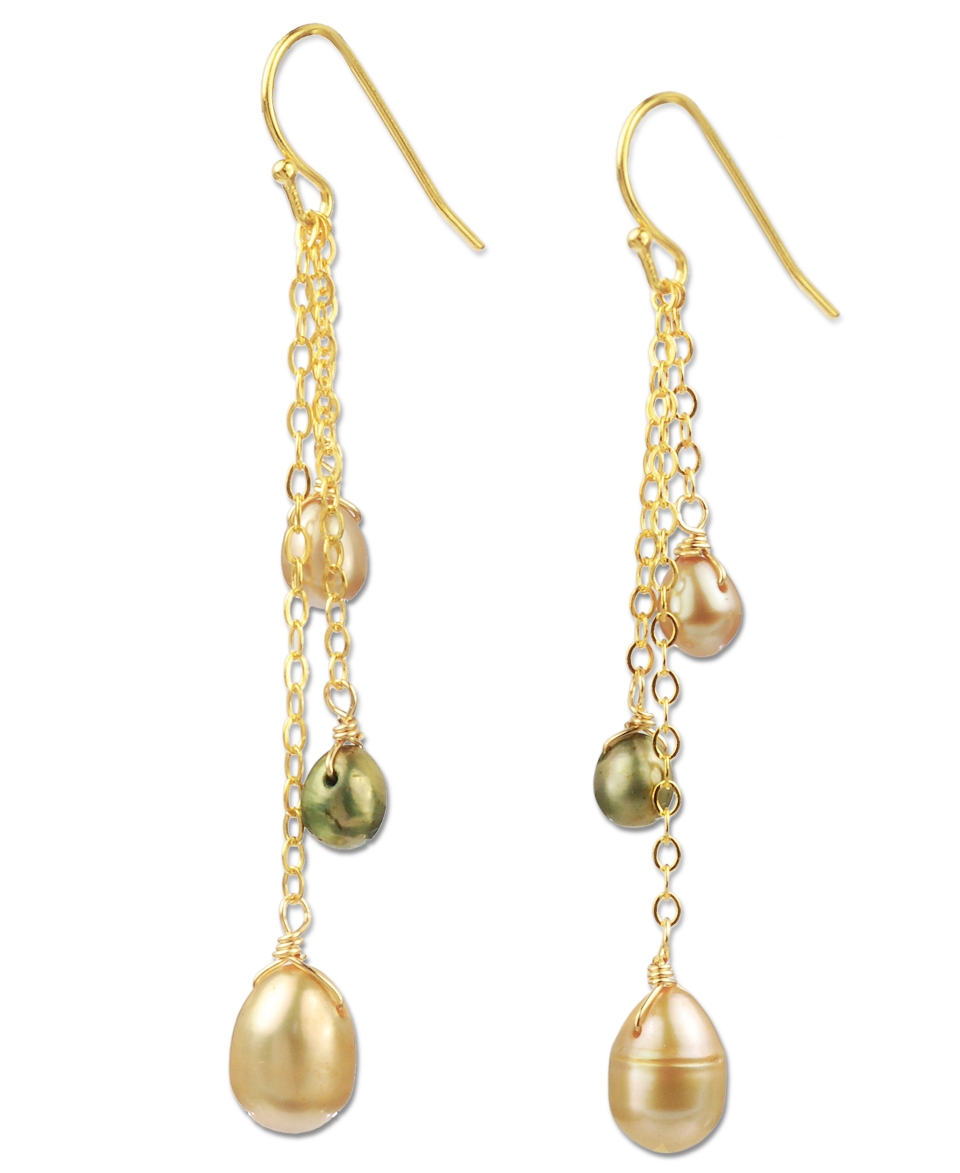 18k Gold Over Sterling Silver Earrings, Cultured Freshwater Pearl