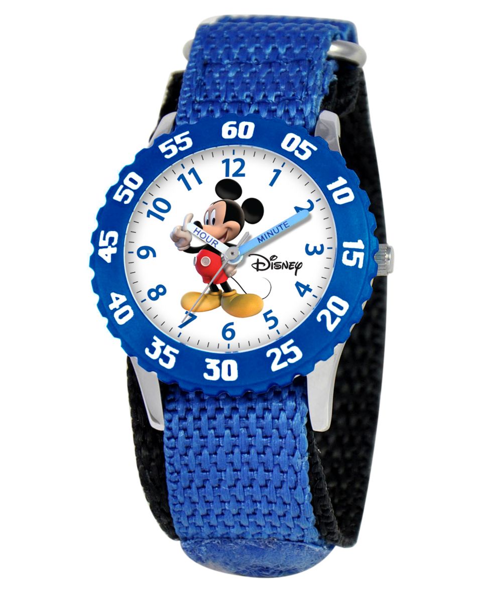 Disney Watch, Kids Mickey Mouse Time Teacher Blue Printed Nylon Strap