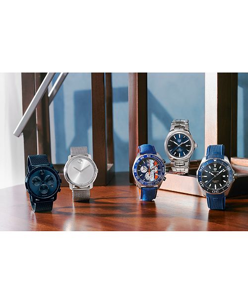 Tag Heuer Men S Swiss Chronograph Formula 1 Gulf Edition Blue Leather Strap Watch 43mm Reviews Watches Jewelry Watches Macy S