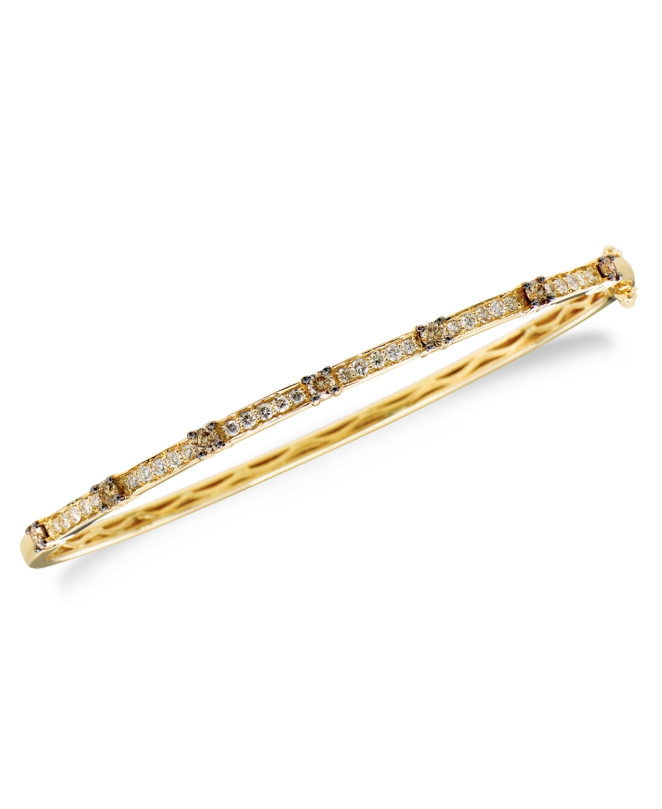 Le Vian 14k Gold Bracelet, White and Chocolate Diamond Bangle (1 1/8