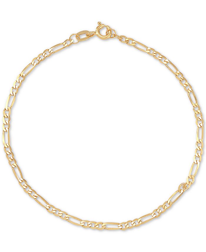 Italian Gold Figaro Link Chain Bracelet in 14k Gold & Reviews