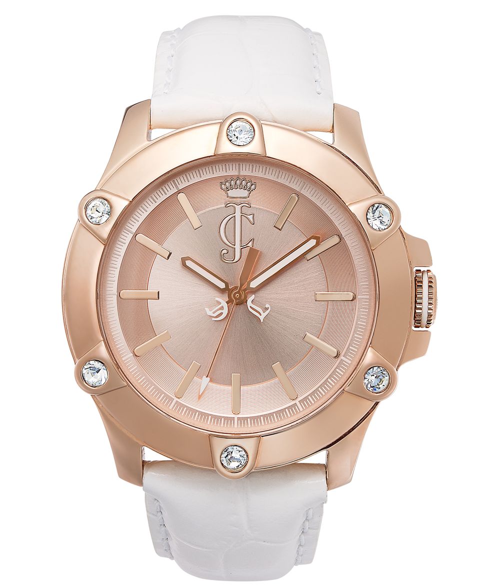 Juicy Couture Watch, Womens Surfside White Croc Embossed Leather