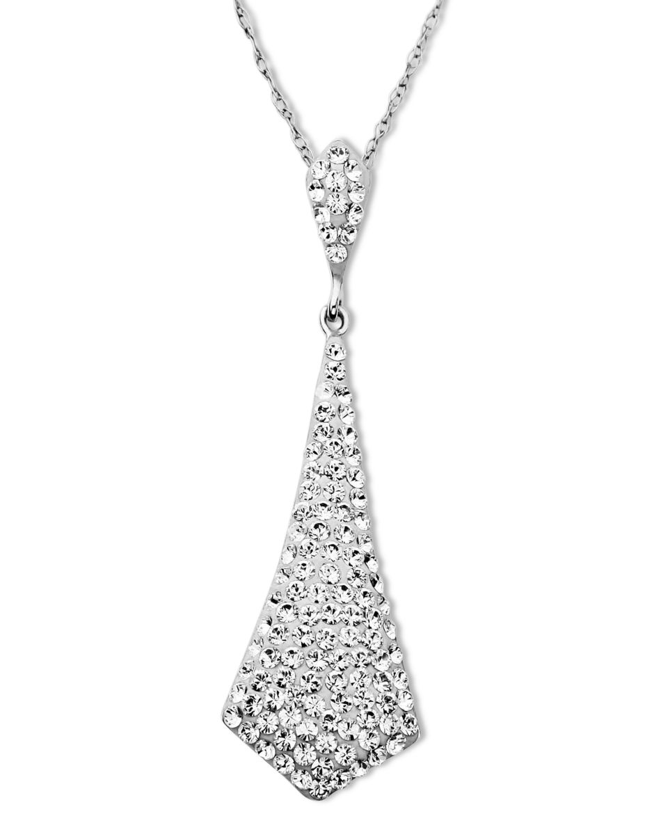 Kaleidoscope Sterling Silver Pendant, White Crystal Tie Pendant with