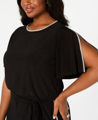 msk plus size rhinestone palazzo jumpsuit